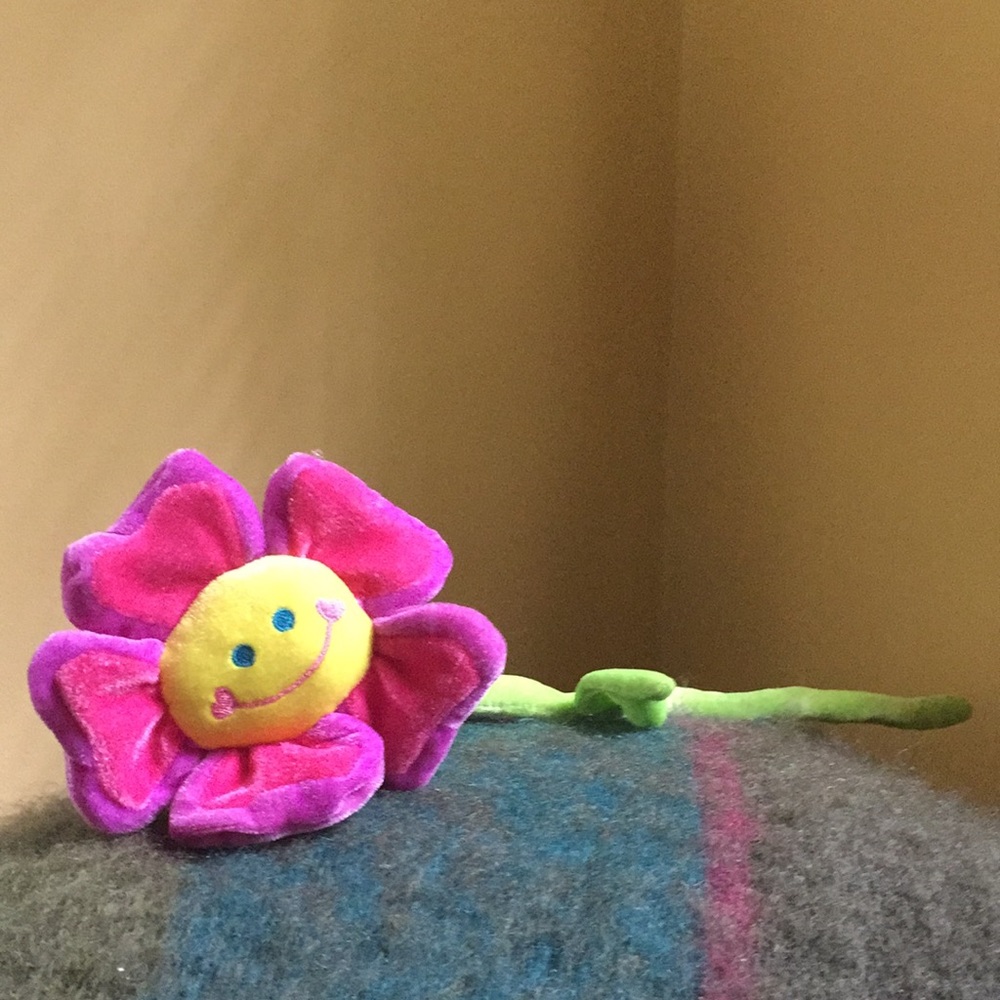 Donated 21” Plush bendable pink yellow smiling flower